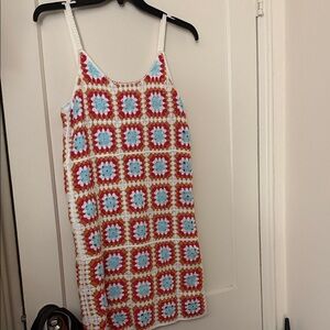 NWOT willow & wind Colorful Crochet Square Pattern Dress size M